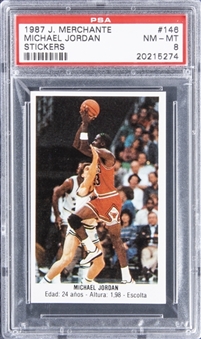 1987-88 J. Merchante Stickers #145 Michael Jordan – PSA NM-MT 8